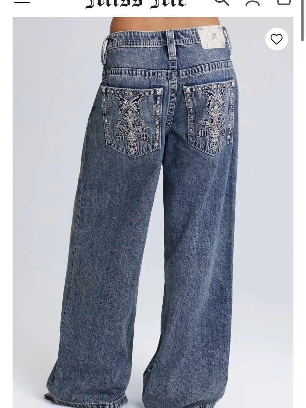 Miss Me Blue Embellished Wide Leg Jeans